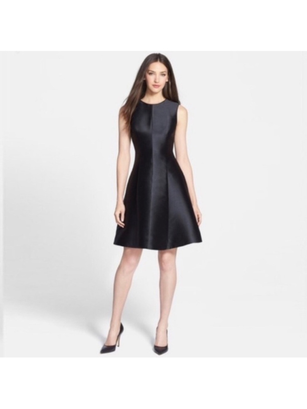 Kate Spade Black Fit & Flare Emma Dress Classic Black Sleeveless Pleated 8